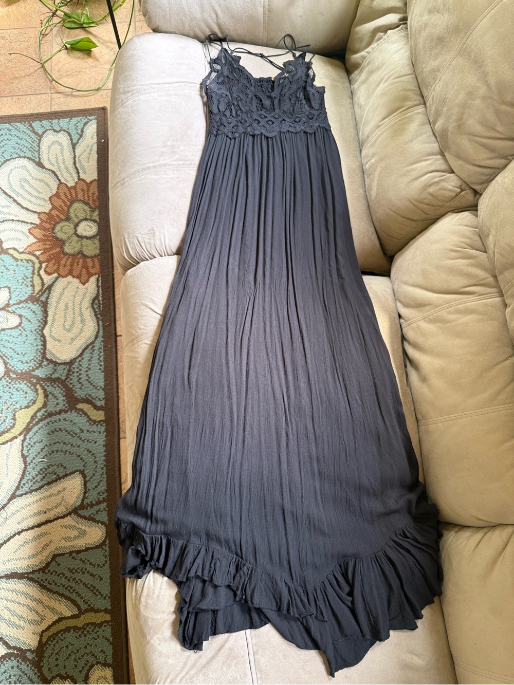 Free People Adella Maxi Slip Dress in Black